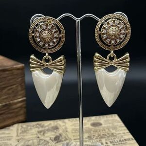 GIVENCHY Rhinestone and Mother of Pearl Enamel Gold-tone Earrings, Vintage